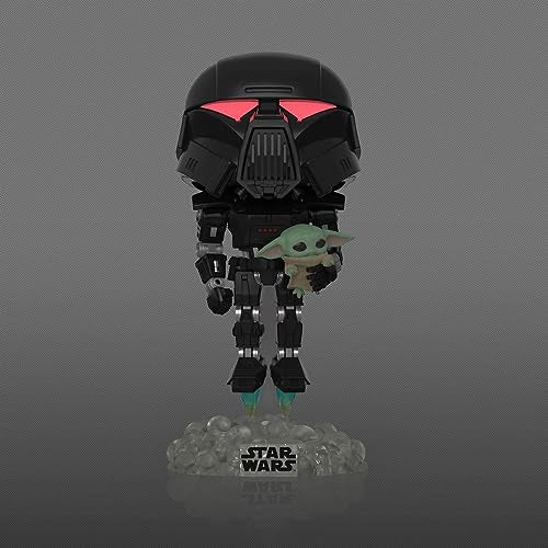 Funko Pop! Star Wars: The Mandalorian – Dark Trooper with Grogu #488 (Glow-in-the-Dark Exclusive)