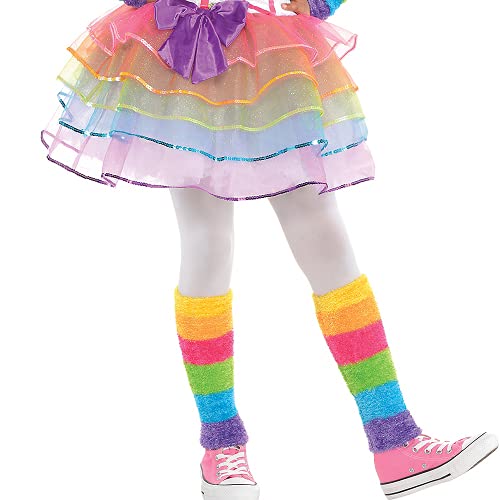 Amscan Rainbow Unicorn Costume for Girls, Size 4-6 – Dress, Headband & Warmers Set