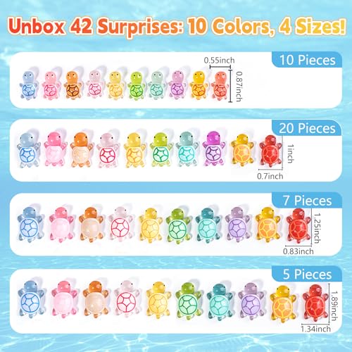 42 Mini Turtle Blind Bags – Glow in the Dark Resin Figurines for Kids Party Favors & Collecting