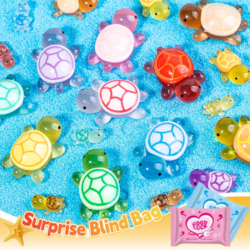 42 Mini Turtle Blind Bags – Glow in the Dark Resin Figurines for Kids Party Favors & Collecting