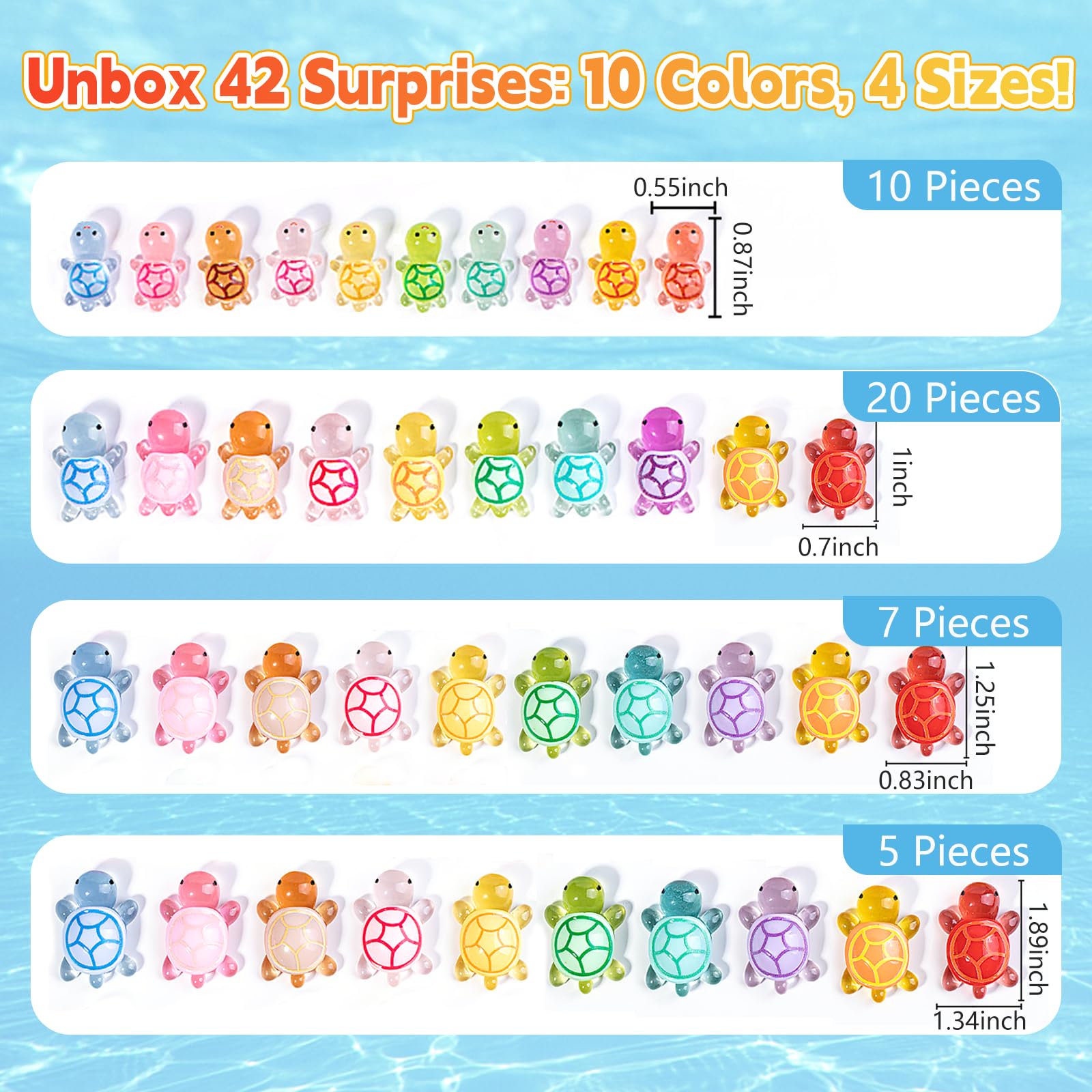 42 Mini Turtle Blind Bags – Glow in the Dark Resin Figurines for Kids Party Favors & Collecting