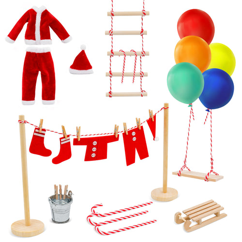 42-Piece Elf Clothes & Accessories Set – DIY Christmas Props for Kids