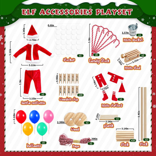 42-Piece Elf Clothes & Accessories Set – DIY Christmas Props for Kids