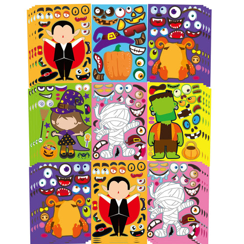 42 Sheets Halloween Sticker Craft Kit for Kids – Make Your Own Monster & Pumpkin Stickers