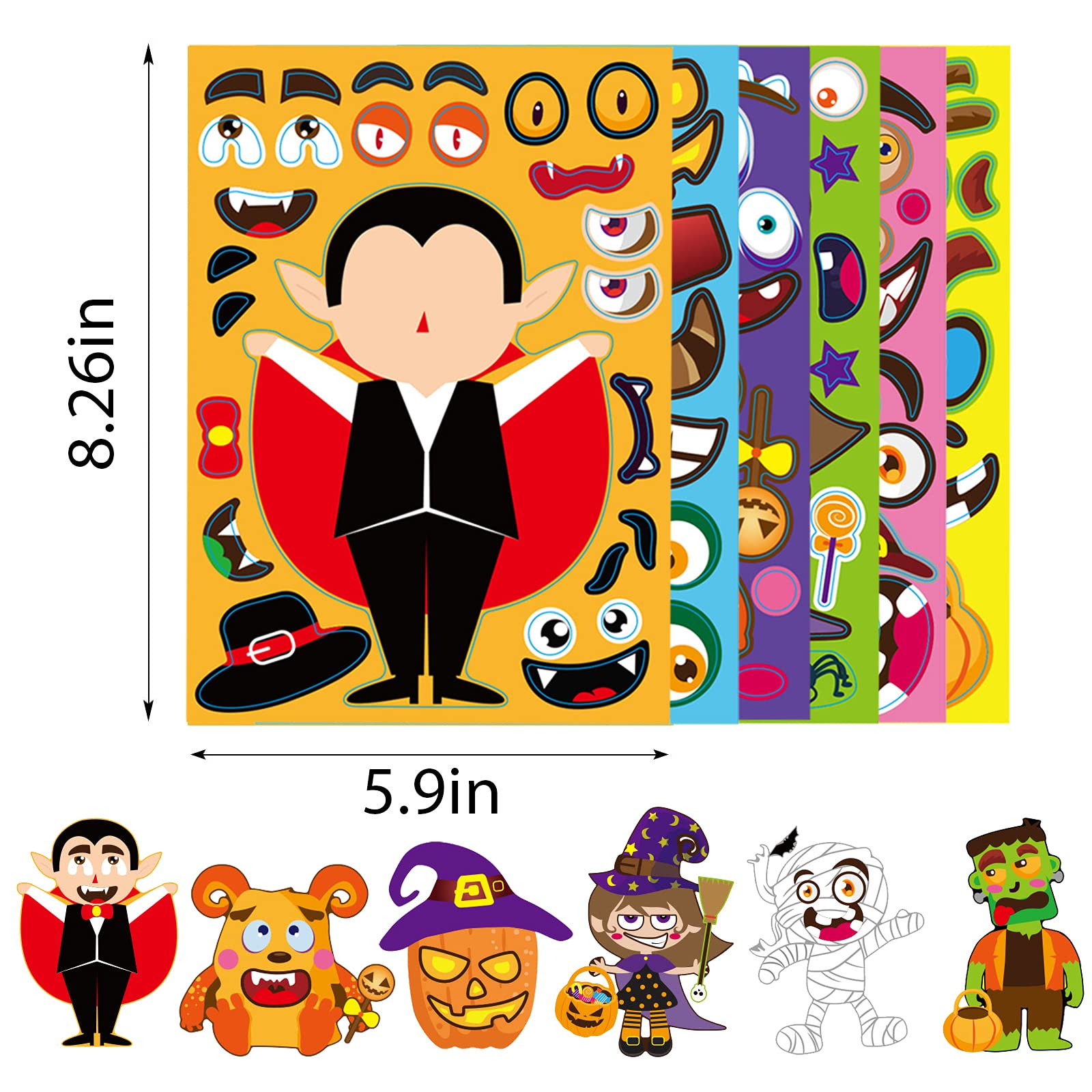 42 Sheets Halloween Sticker Craft Kit for Kids – Make Your Own Monster & Pumpkin Stickers