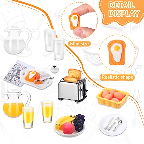 44-Piece 1:12 Dollhouse Miniature Breakfast Set – Toaster, Juice, Milk, Eggs, Plates & Cutlery by Suilung