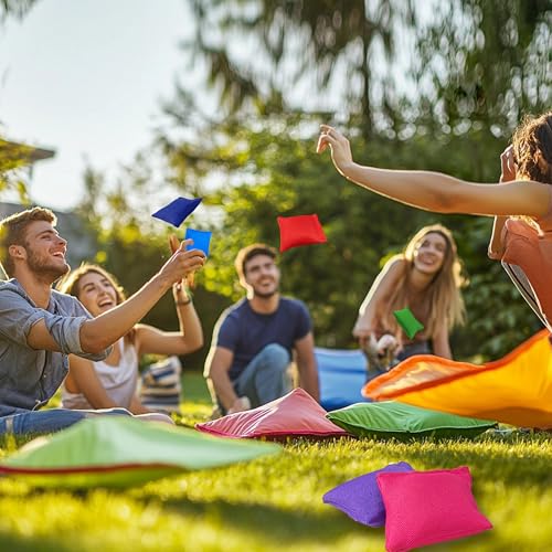 45 Colourful Nylon Bean Bags Set for Outdoor Games and Parties