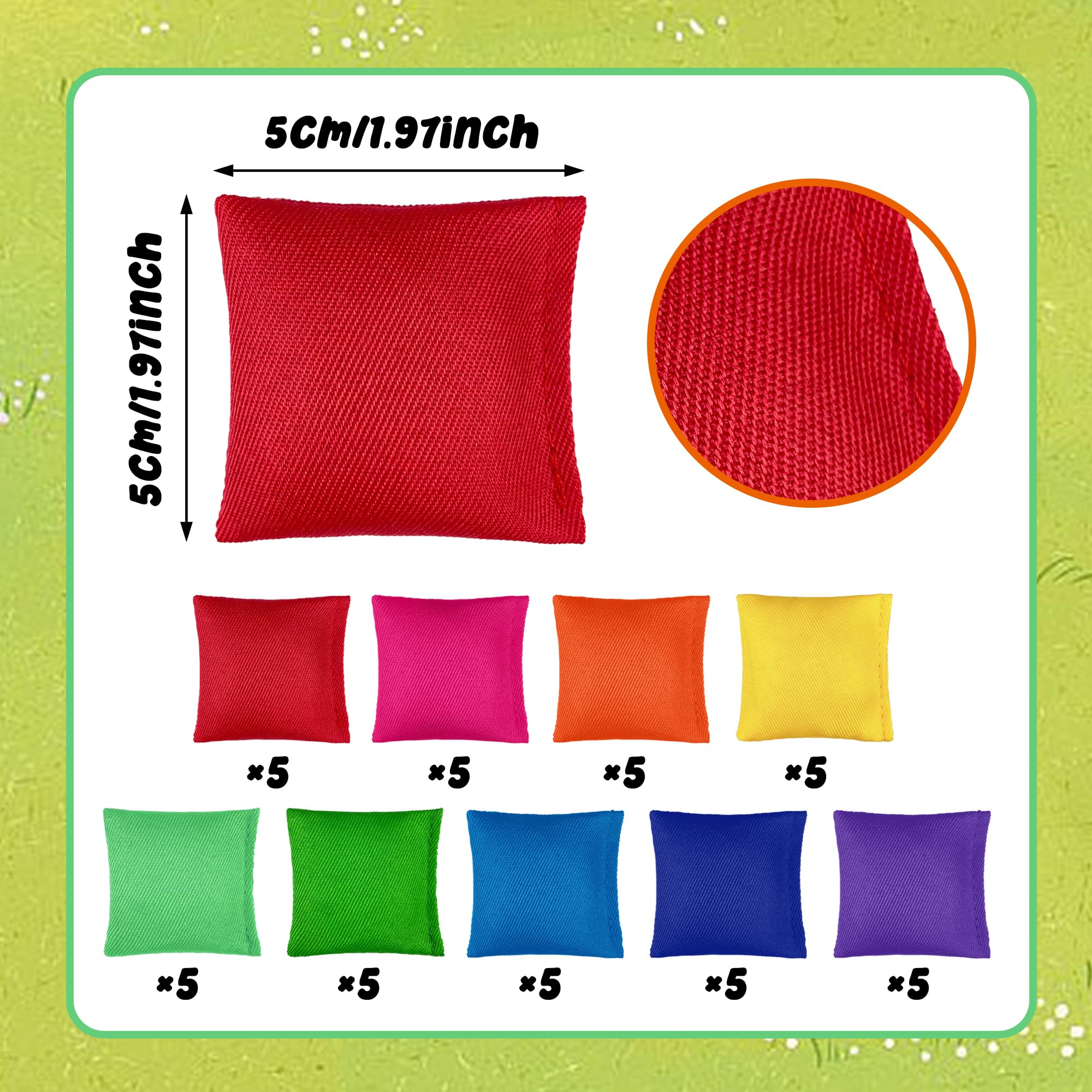 45 Colourful Nylon Bean Bags Set for Outdoor Games and Parties