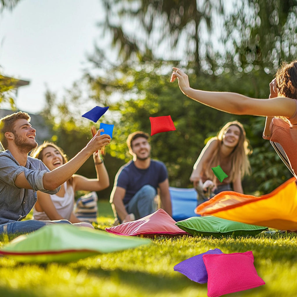 45 Colourful Nylon Bean Bags Set for Outdoor Games and Parties