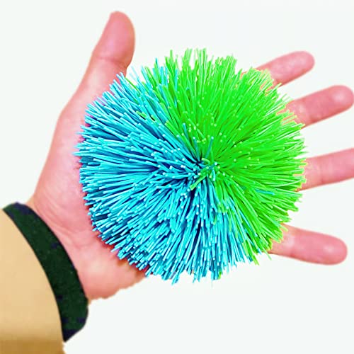 4.5-Inch Rainbow Stringy Stress Ball – Silicone Squishy Sensory Toy for Anxiety Relief (Blue/Green)