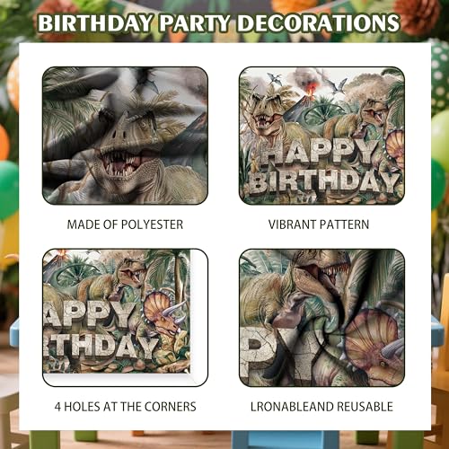 45-Piece Dinosaur Birthday Party Decorations Set – Backdrop, Balloons, Tablecloth & Cake Toppers
