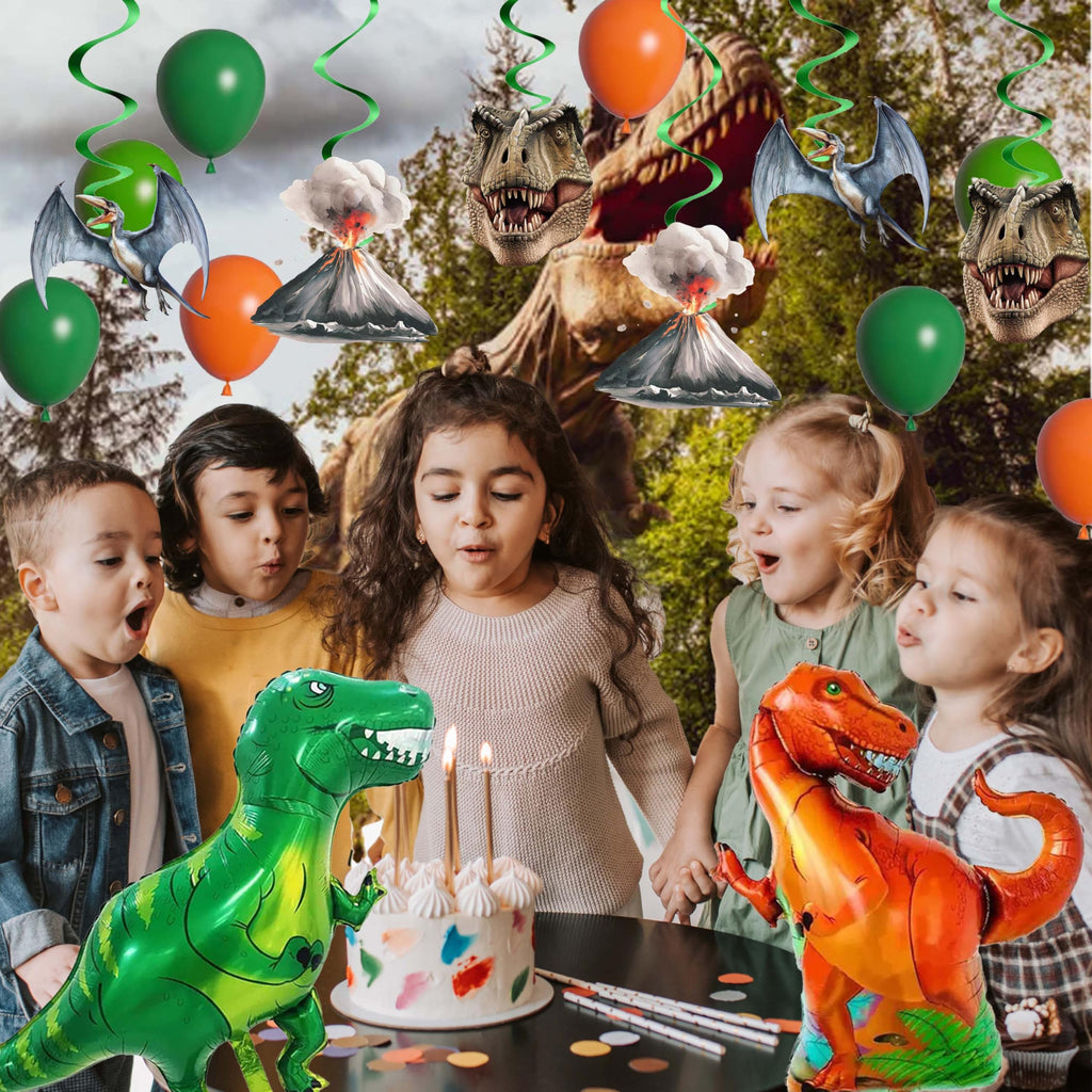 45-Piece Dinosaur Birthday Party Decorations Set – Backdrop, Balloons, Tablecloth & Cake Toppers