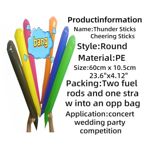 48 Blue Thunder Sticks – Inflatable Cheering Noise Makers for Sports & Parties