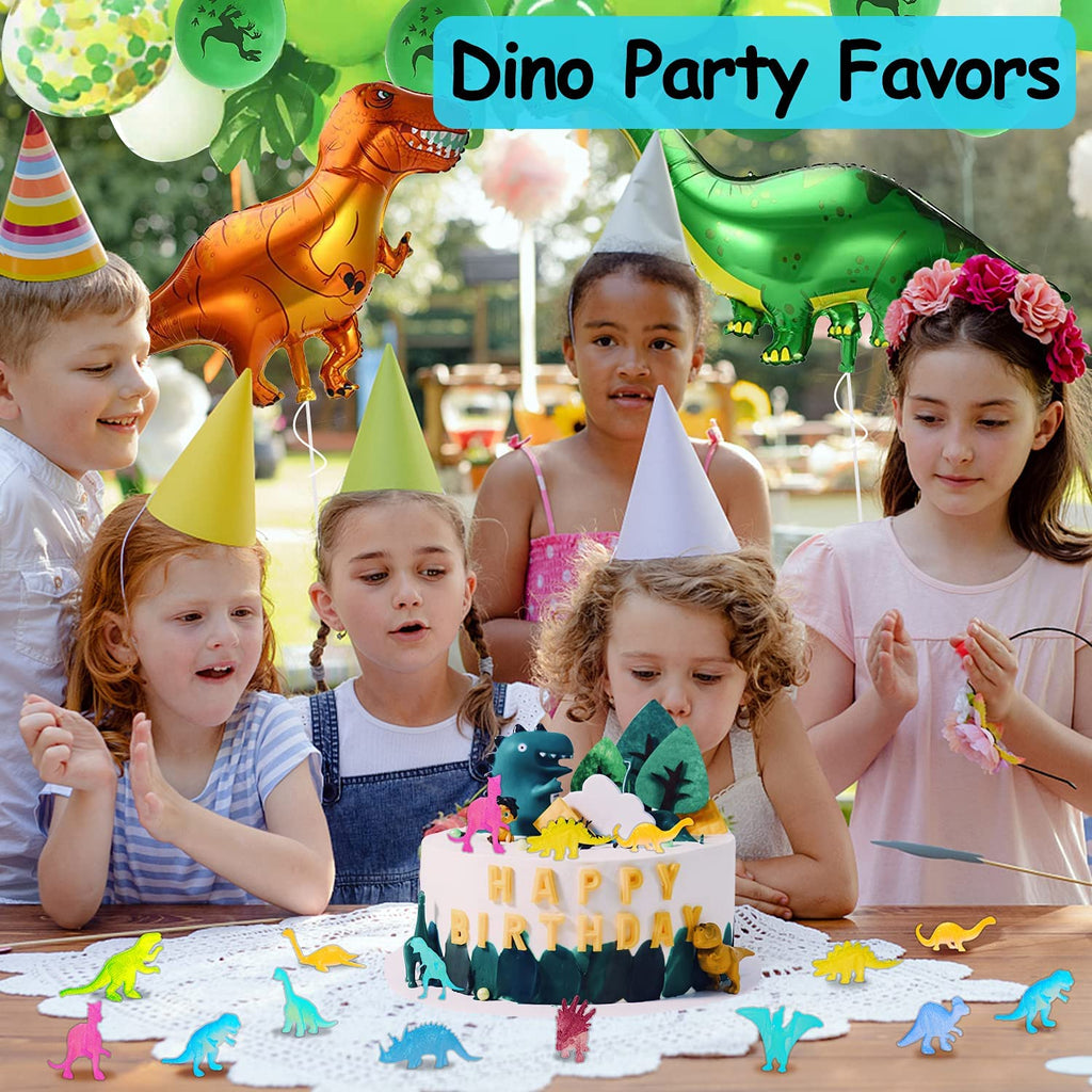 48 Glow-in-the-Dark Mini Dinosaur Figures - Bulk Party Favors for Kids by AugToy