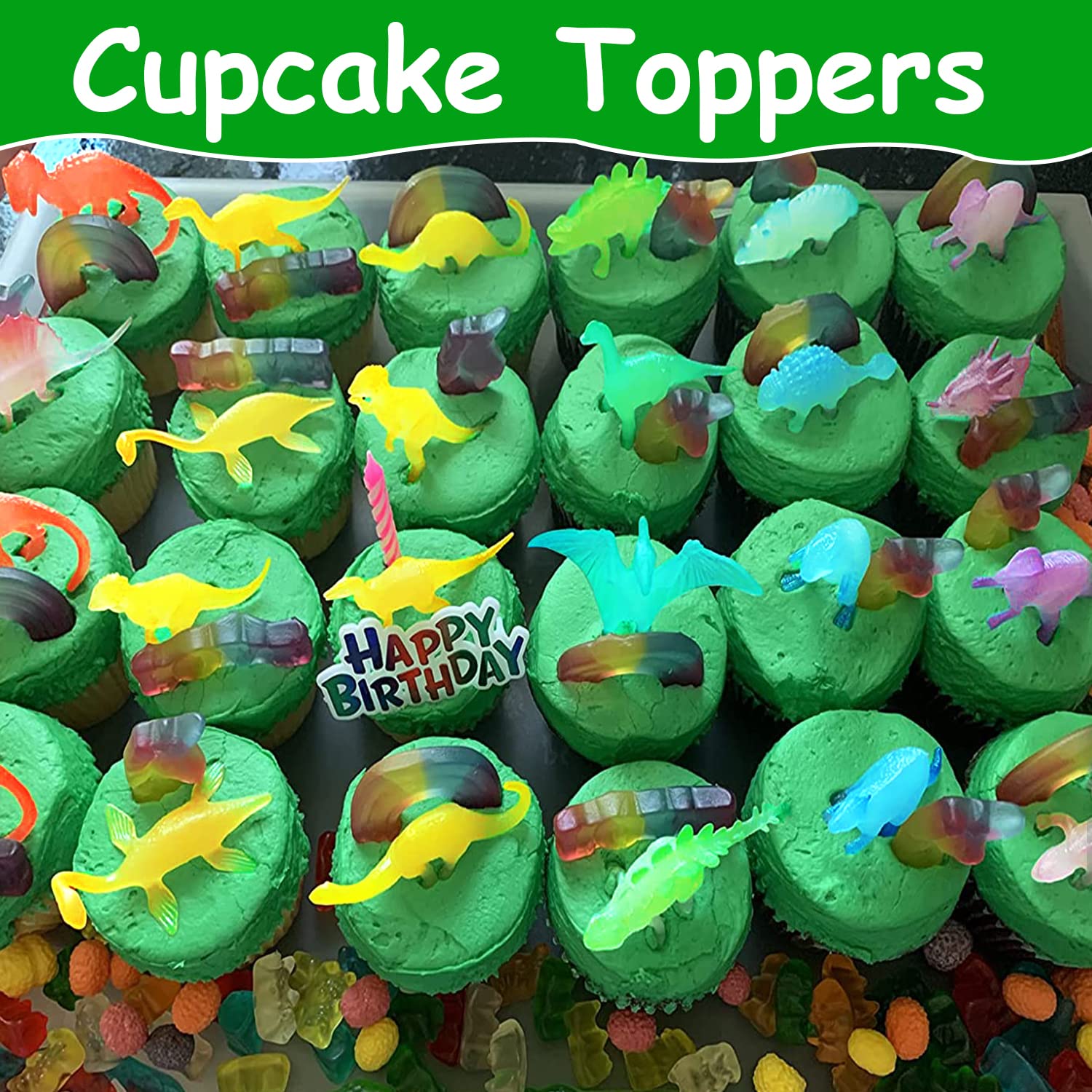 48 Glow-in-the-Dark Mini Dinosaur Figures - Bulk Party Favors for Kids by AugToy