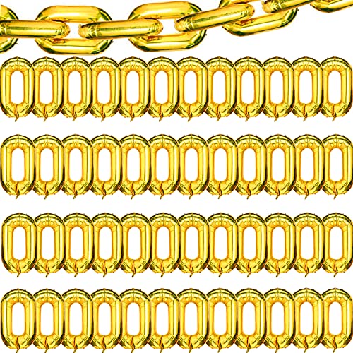 48 Gold Foil Chain Balloons 16 Inch – Jumbo Decoration Set for 80s 90s Party Backdrop