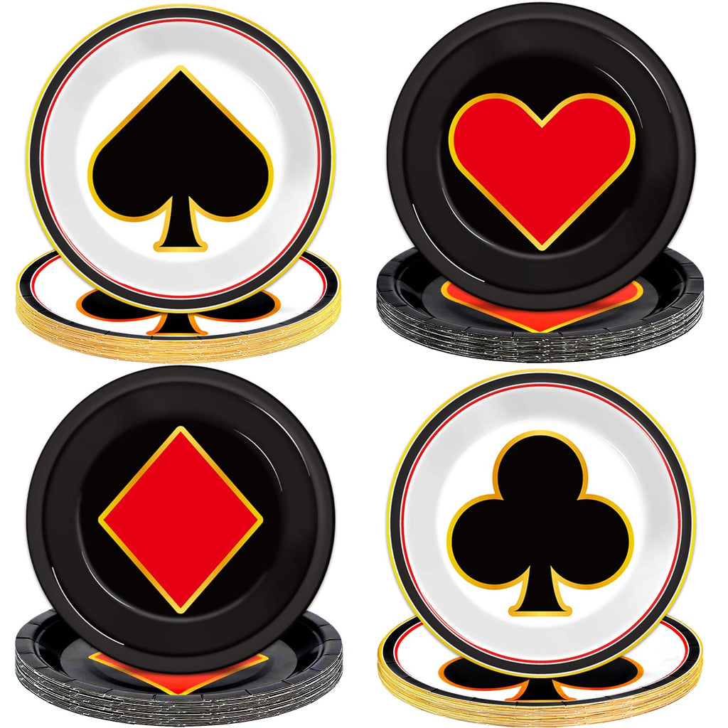 48-Pack CHUNNIN Casino Night Paper Plates – 7-Inch Disposable Poker Party Plates for Las Vegas Themes