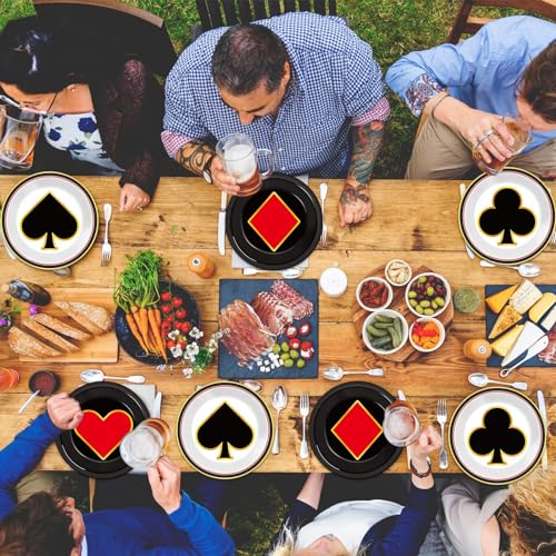 48-Pack CHUNNIN Casino Night Paper Plates – 7-Inch Disposable Poker Party Plates for Las Vegas Themes