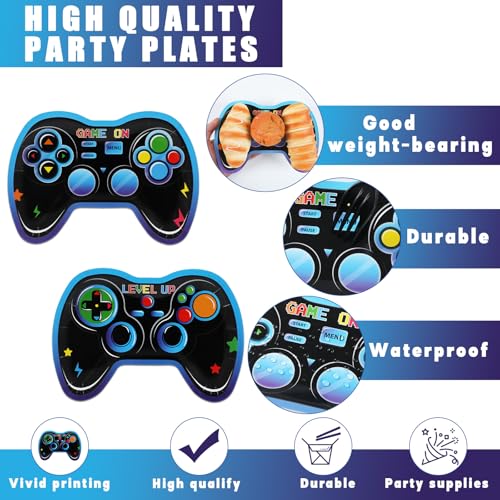 48-Pack Game Controller Paper Plates for Video Game Birthday Parties