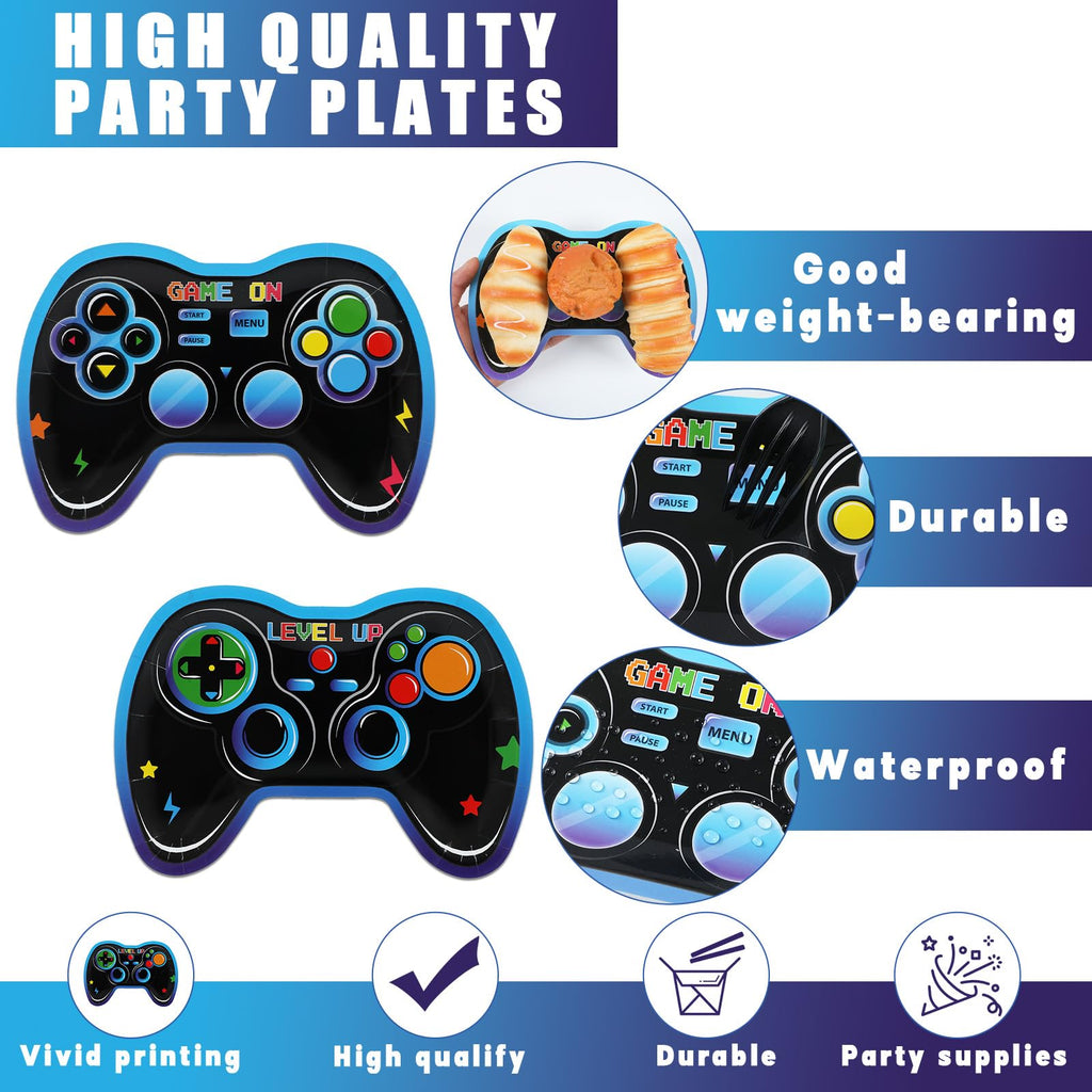 48-Pack Game Controller Paper Plates for Video Game Birthday Parties