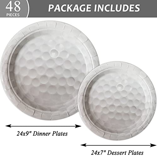 48-Piece Golf Birthday Plates Set - Disposable Paper Dinner and Dessert Plates for Sports Themed Party