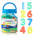 48 Translucent Number Tiles for Light Tables – 4 Sets of 1-10 & Symbols (Red, Blue, Yellow, Green)