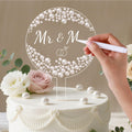 4.9-Inch Round Acrylic Cake Topper with Faux Pearls and Marker Pen by Coucoland (White)