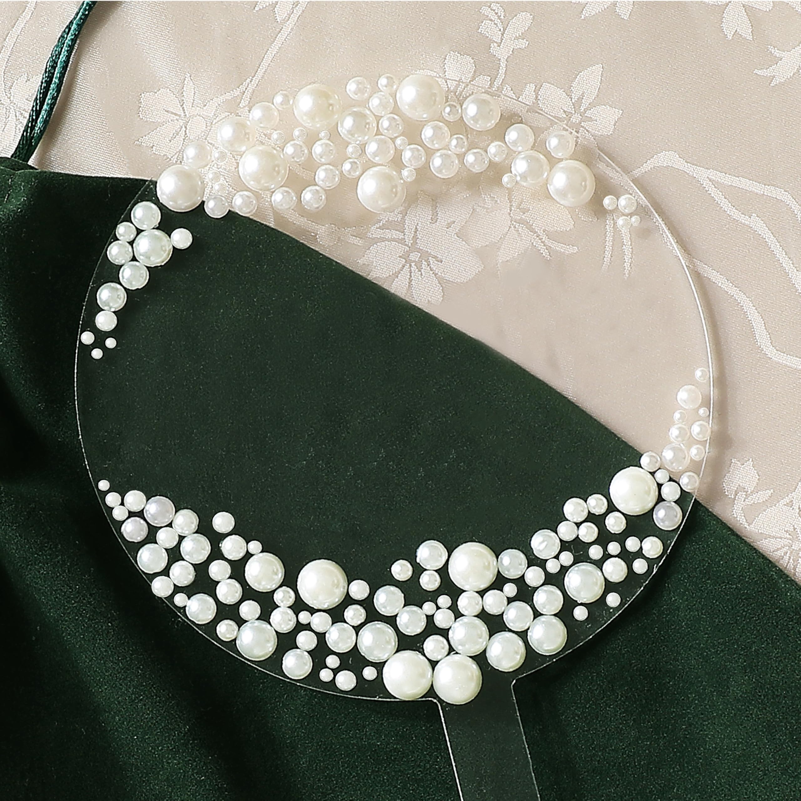 4.9-Inch Round Acrylic Cake Topper with Faux Pearls and Marker Pen by Coucoland (White)