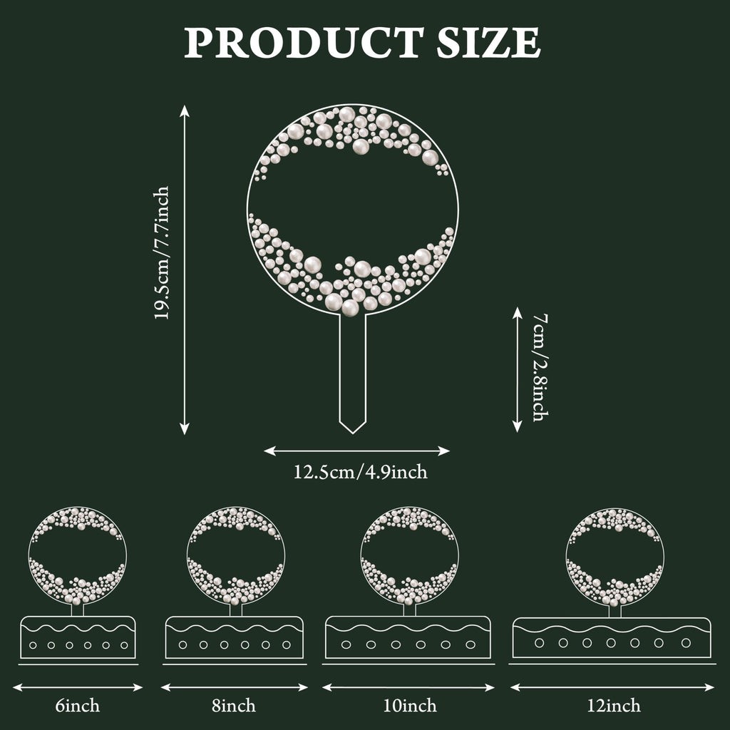 4.9-Inch Round Acrylic Cake Topper with Faux Pearls and Marker Pen by Coucoland (White)