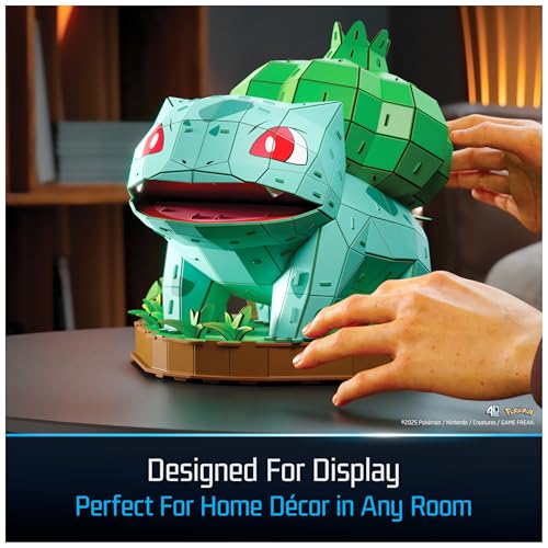 4D Build Pokémon Bulbasaur 3D Puzzle Kit - 195 Pieces, No Glue, Display Model 9.3" x 11.4" x 9.4"