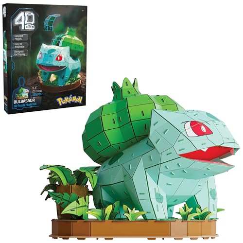 4D Build Pokémon Bulbasaur 3D Puzzle Kit - 195 Pieces, No Glue, Display Model 9.3" x 11.4" x 9.4"