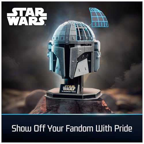 4D Build Star Wars Mandalorian Helmet 3D Puzzle – 88-Piece Cardstock Model Kit for Display