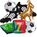 4D Football Balloons Set - Soccer Field, Cleats, Jersey & Goat Decorations | Red & Green Sports Party Pack