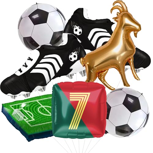 4D Football Balloons Set - Soccer Field, Cleats, Jersey & Goat Decorations | Red & Green Sports Party Pack