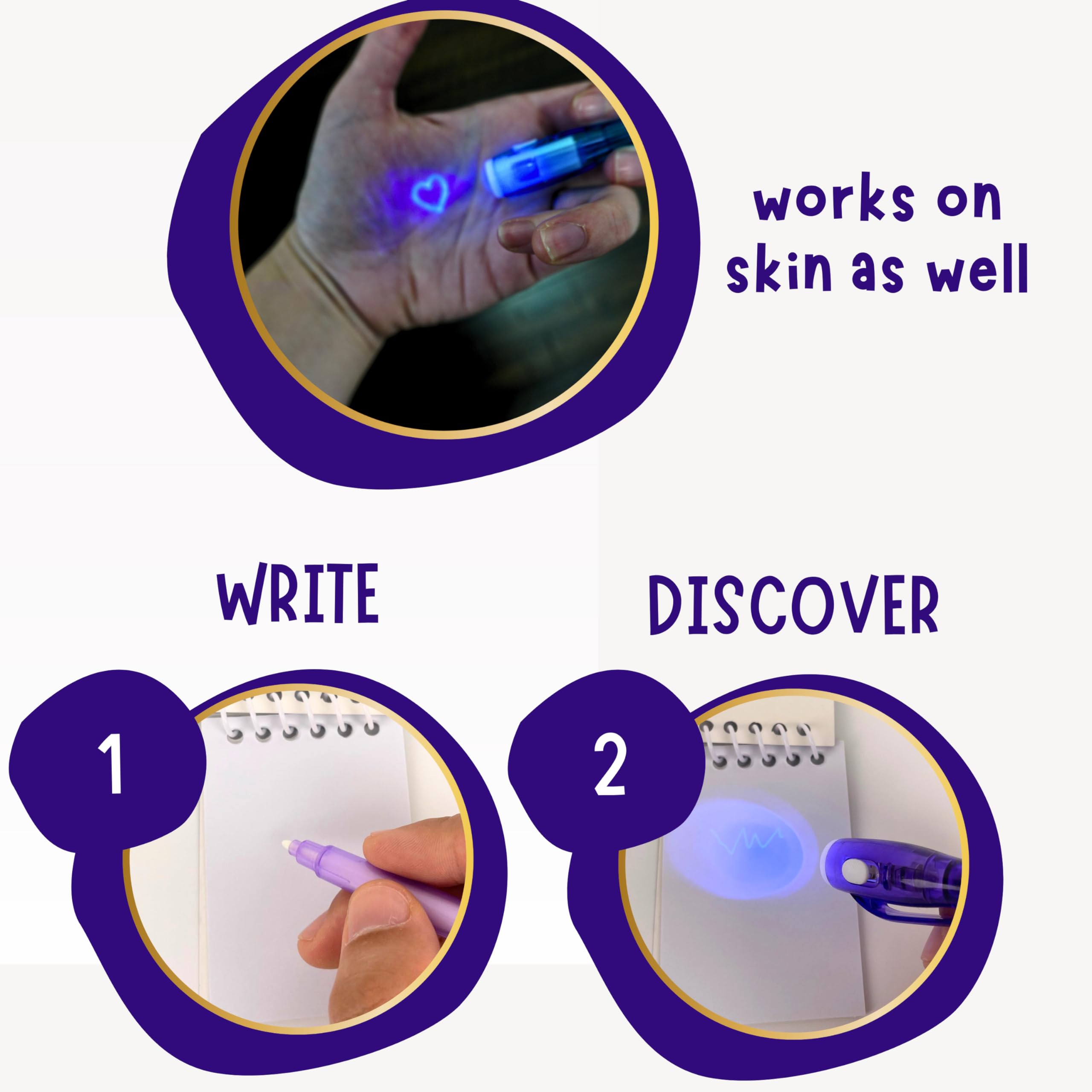 4E's Novelty 12-Pack Invisible Ink Pens with UV Lights, Mini Notebooks & Goodie Bags – Spy Party Favors for Kids
