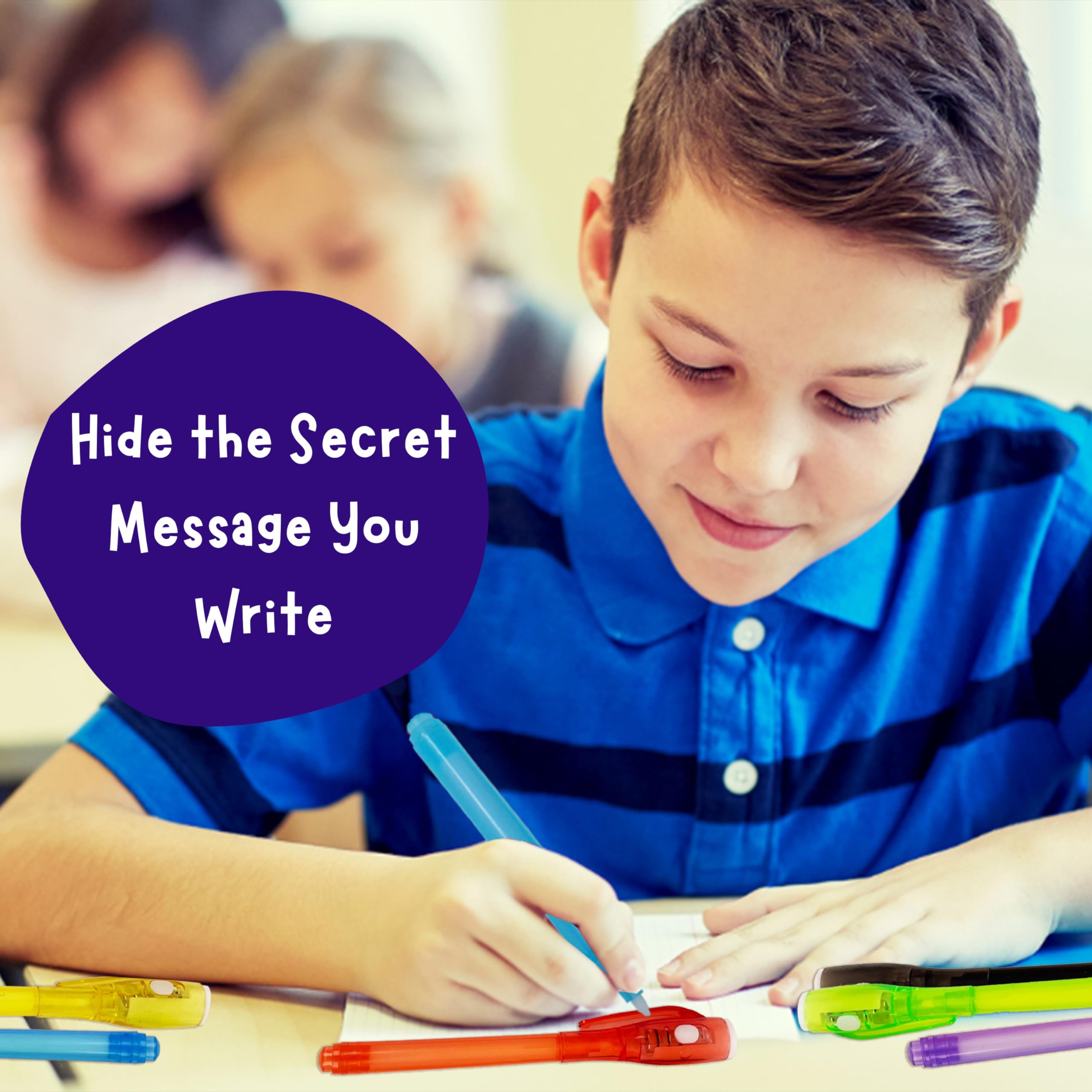 4E's Novelty 12-Pack Invisible Ink Pens with UV Lights, Mini Notebooks & Goodie Bags – Spy Party Favors for Kids
