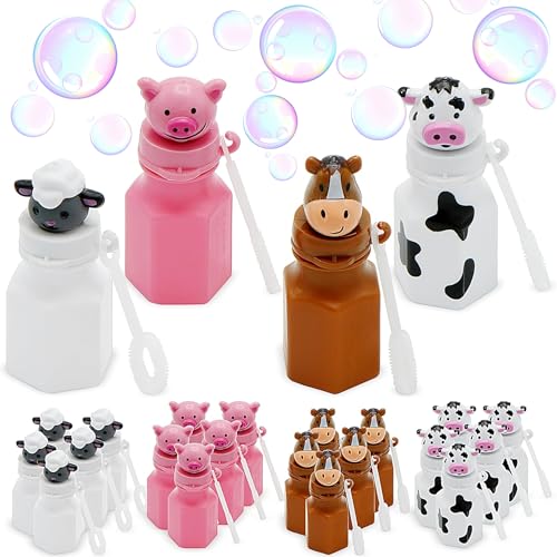 4E's Novelty Farm Animal Bubbles Party Favors – 12 Count with Horse, Sheep, Pig, and Cow