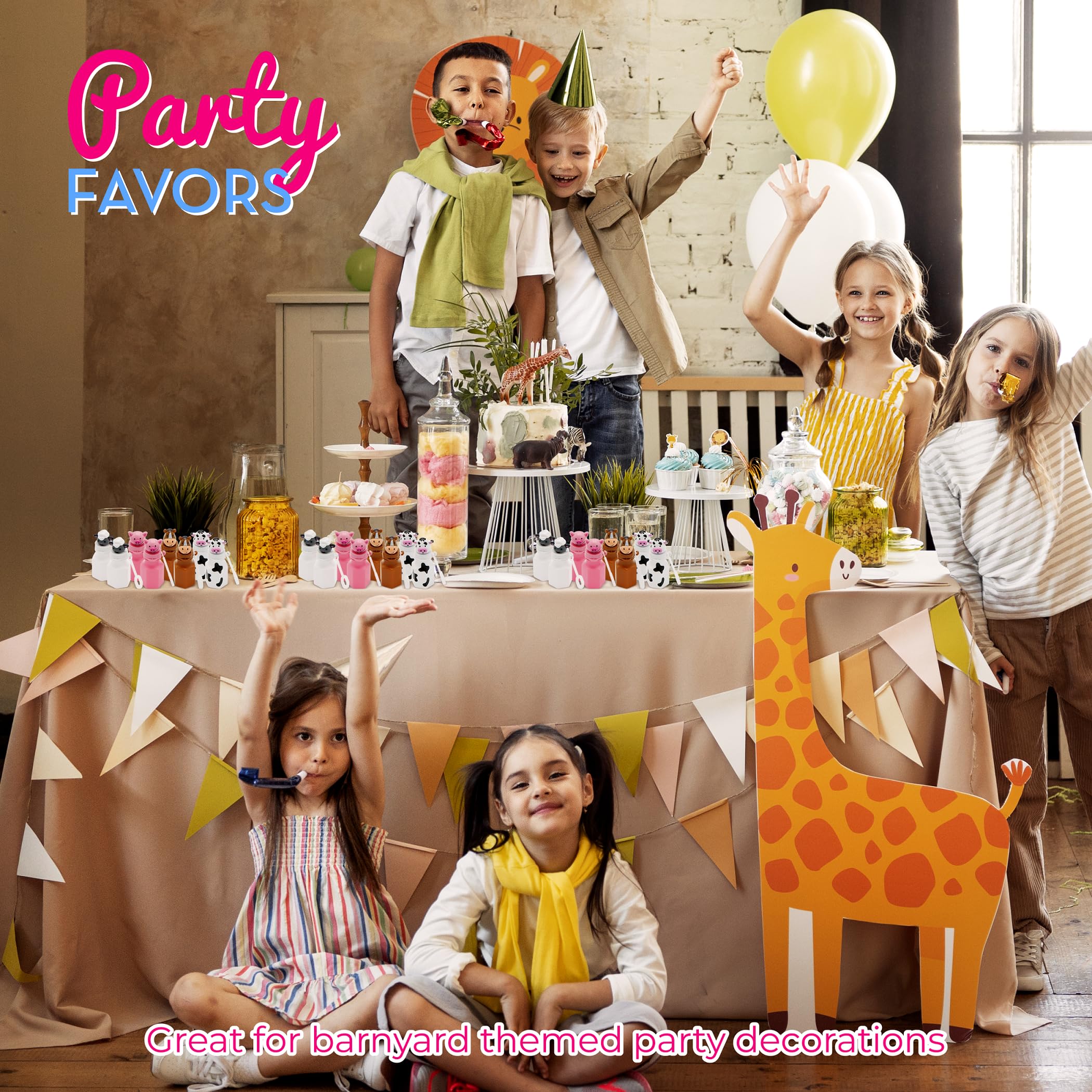 4E's Novelty Farm Animal Bubbles Party Favors – 12 Count with Horse, Sheep, Pig, and Cow