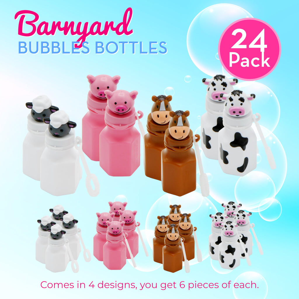 4E's Novelty Farm Animal Bubbles Party Favors – 12 Count with Horse, Sheep, Pig, and Cow