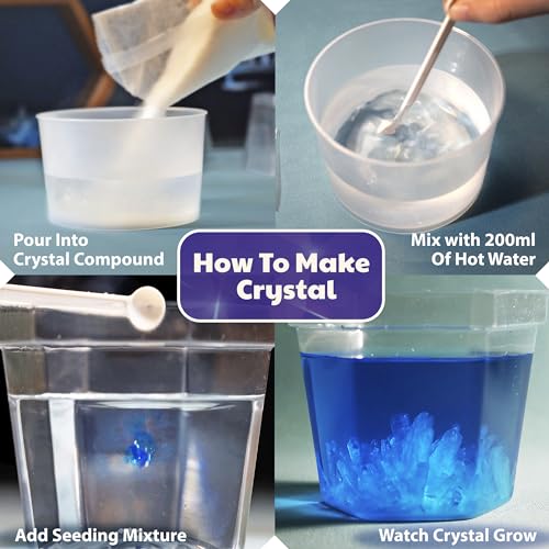4M Crystal Growing Science Kit – 7 Experiments with Display Domes, STEM Toy for Ages 10+