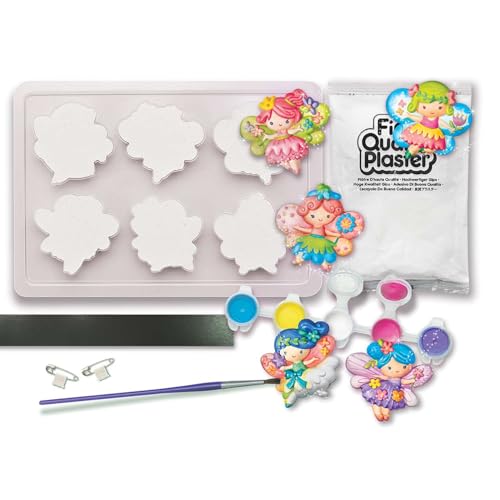 4M Mould and Paint Glitter Fairies Kit – Make 6 Fairy Magnets or Pins