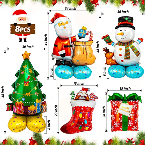 5 Large Mylar Christmas Balloons Set - Santa, Snowman, Tree, Stockings, Gift Box
