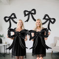 5-Pack Black Bow Balloons – Giant Foil Bow Decor for Girl Birthday, Baby Shower, Bridal & Bachelorette Parties