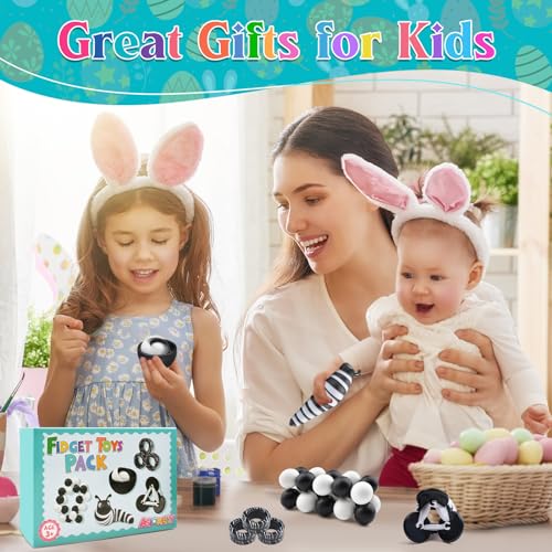 5-Pack Fidget Toy Set for Adults & Kids - Sensory Stress Relief Toys with Gyro, Slug, Magnetic Rings & Sensory Ball