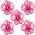 5 Pack Tropical Hibiscus Foil Balloons – 25.6 Inch Pink Flower Balloons for Luau, Hawaiian, Summer Party Decor