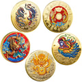 5 Pcs Chinese Dragon Lucky Coin Set with Acrylic Cases – LAIAMER Zodiac Coins for Fortune Collection