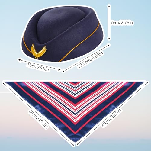 5-Piece Flight Attendant Costume Accessory Set – Hat, Scarf, Sunglasses, Gloves & Pin
