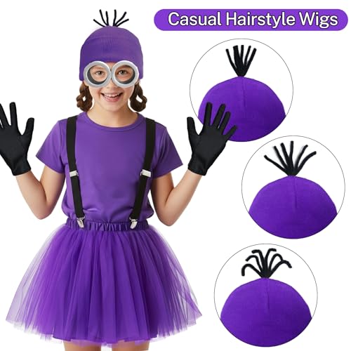 5-Piece Girls Halloween Costume Set: Goggles, Beanie, Tutu, Suspenders, Gloves