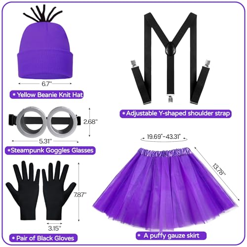 5-Piece Girls Halloween Costume Set: Goggles, Beanie, Tutu, Suspenders, Gloves
