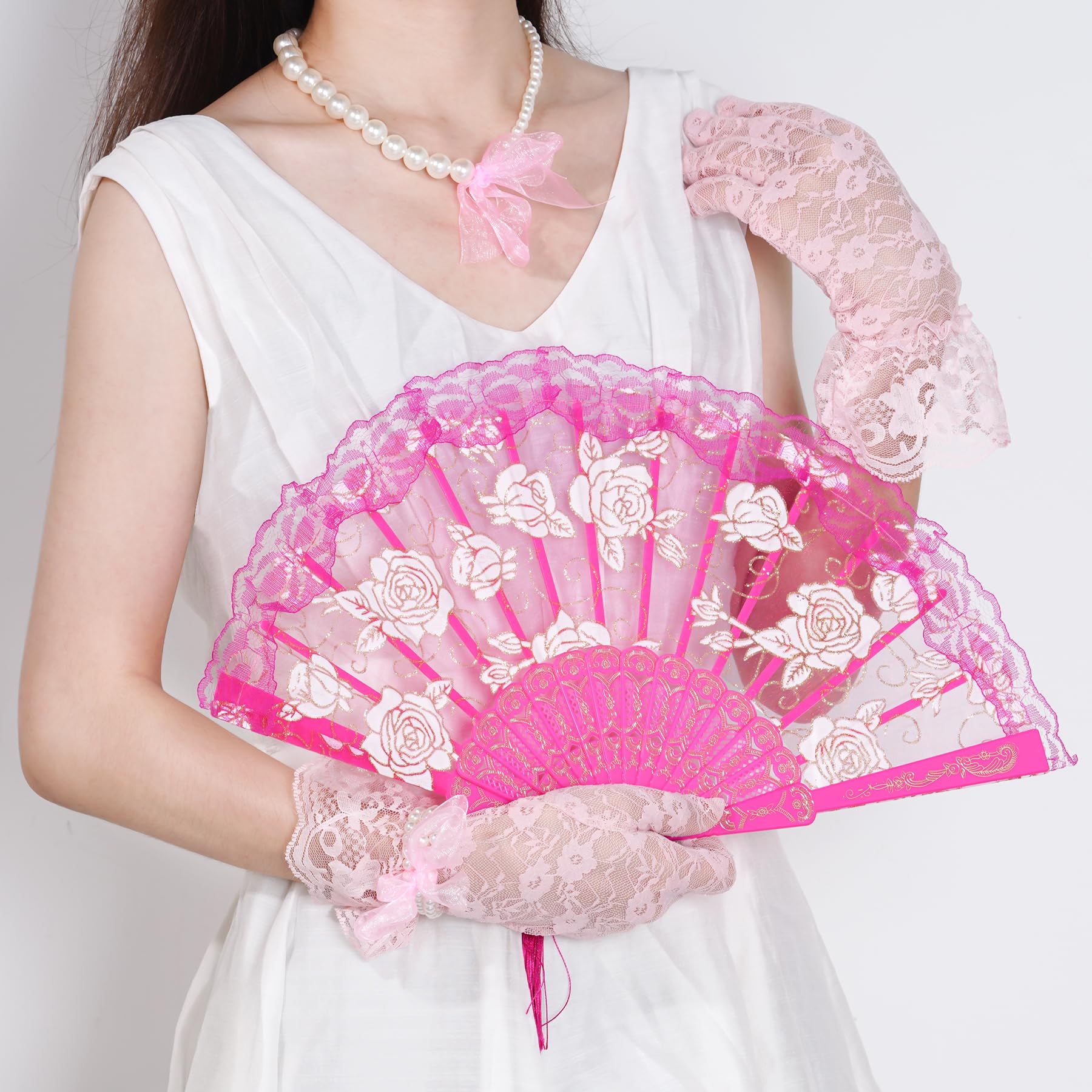 5-Piece Girls Tea Party Set: Hat, Gloves, Fan, Necklace & Bracelet